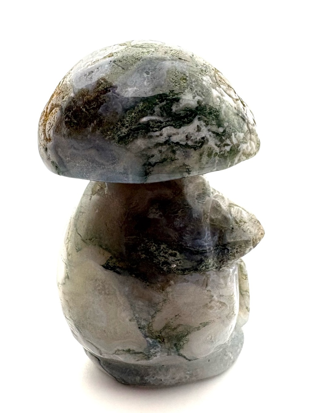 Moss Agate Crystal Mushroom
